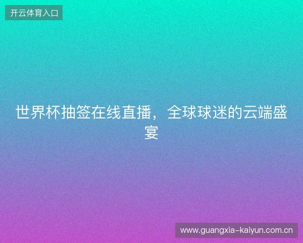 世界杯抽签在线直播，全球球迷的云端盛宴